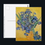 Carte Postale Vincent van Gogh - Vase avec iris<br><div class="desc">Vase avec iris,  fond jaune - Vincent van Gogh,  Huile sur toile,  1890,  Saint-Rémy</div>
