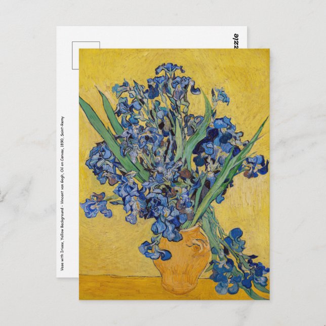 Carte Postale Vincent van Gogh - Vase avec iris (Devant / Derrière)