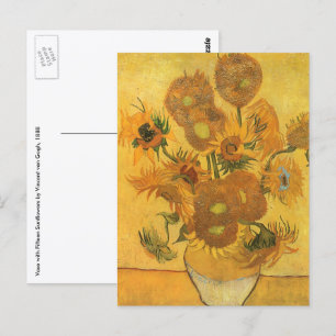 Carte Postale Vincent van Gogh - Vase avec quinze tournesols
