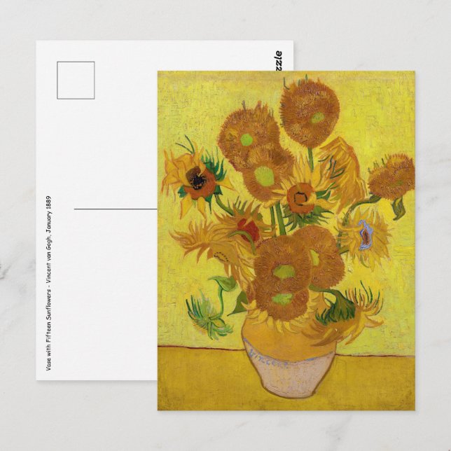 Carte Postale Vincent van Gogh - Vase avec quinze tournesols (Devant / Derrière)