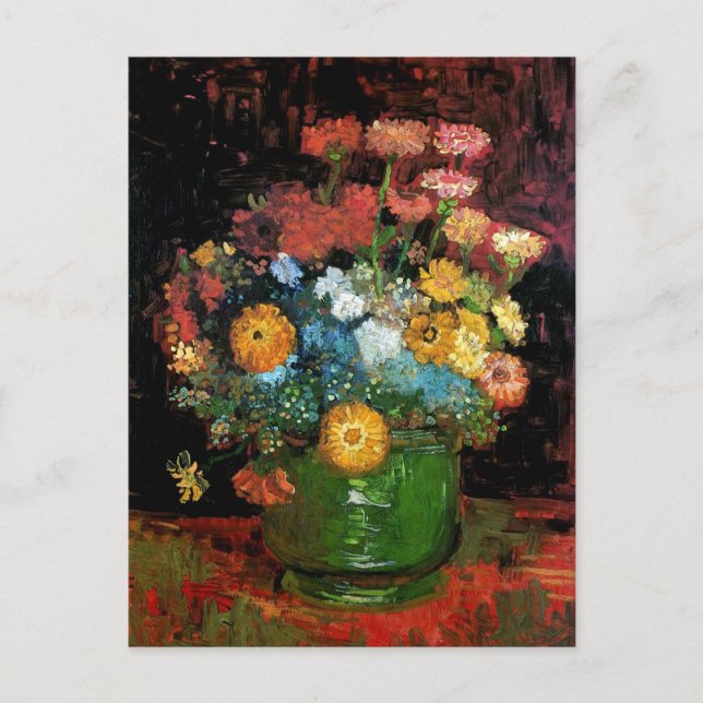 Carte Postale Vincent Van Gogh - Vase Avec Zinnias Art (Devant)