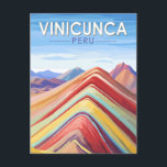 Carte Postale Vinicunca Pérou Travel Art Vintage<br><div class="desc">Vinicunca dans un style vectoriel. Vinicunca,  également connue sous le nom de Montaña de Siete Colores (Montagne des Sept Couleurs) est un spectacle vraiment impressionnant dans les Andes péruviennes.</div>