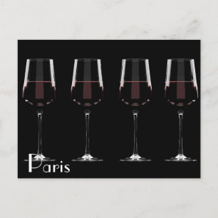 Carte Postale Vins avec vin rouge sur noir