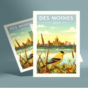 Carte Postale Vintaeg Des Moines Iowa