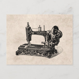 Carte Postale Vintage 1800s Sewing Machine Illustration