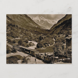 Carte Postale Vintage, 1890, Train à Grindelwald