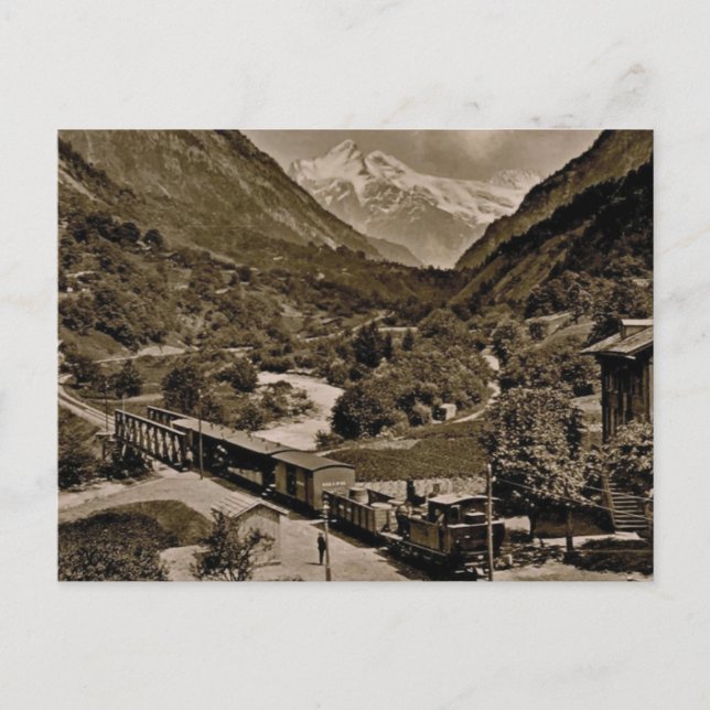 Carte Postale Vintage, 1890, Train à Grindelwald (Devant)