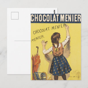 Carte Postale Vintage 1892 Chocolat Menier Jeune Fille Française
