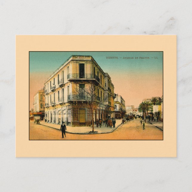 Carte Postale Vintage 1900 Bizerte Rue de France (Devant)