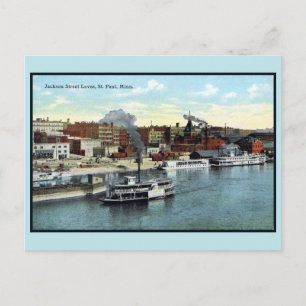 Carte Postale Vintage 1900 Jackson Street Levee, St. Paul MN