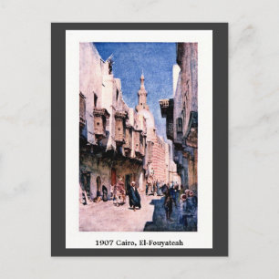 Carte Postale Vintage 1900 Le Caire Égypte rue El-Fouyateah