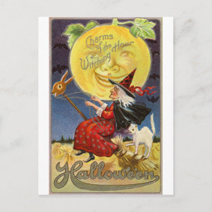 Carte Postale Vintage 1900 Storybook Halloween Witching Hour