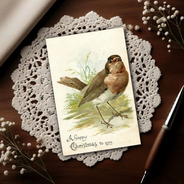 Carte Postale Vintage 1908 Robin Bird Christmas Greeting (Créateur téléchargé)