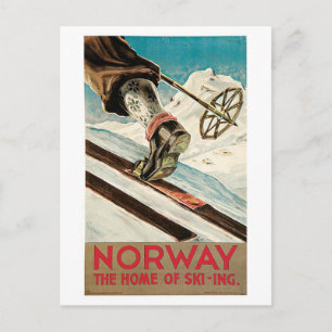 Carte Postale Vintage 1930 Norvège Voyage de ski et