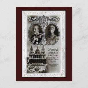 Carte Postale Vintage 1935, 25e anniversaire d'accession au trôn