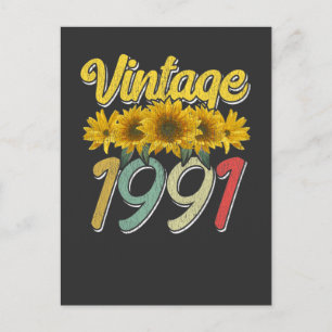Carte Postale Vintage 1991 Anniversaire Tournesol Incroyable Dep
