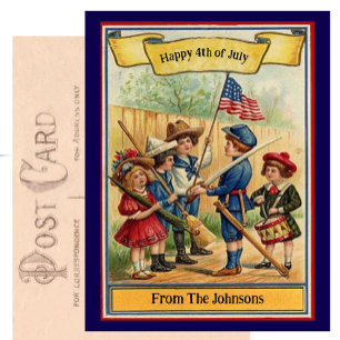 Carte Postale Vintage 4 juillet Patriotic Nom personnalisé