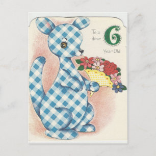 Carte Postale Vintage "6 ans" Joyeux anniversaire Kangaroo