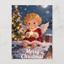 Carte Postale Vintage A Merry Christmas Cute Baby Angel