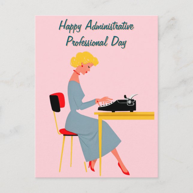 Carte Postale Vintage Administrative Assistant – Retro Office  (Devant)