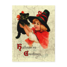 Carte postale vintage adorable Little Witch