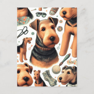 Carte Postale Vintage Airedale Terrier sans fil