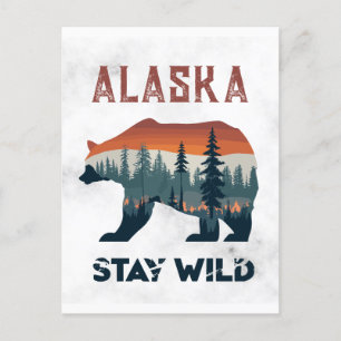Carte Postale Vintage Alaska Bear Stay Wild Travel