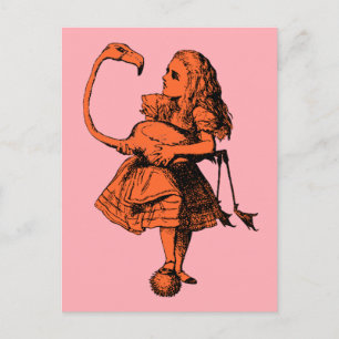 Carte Postale Vintage Alice au Flamant rose Wonderland
