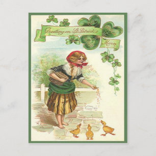Carte Postale Vintage Alimentation Canards St Patrick's Day Card