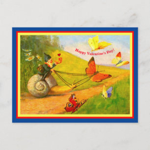 Carte Postale Vintage Allemand Valentine Gnome Cute Altéré Copie