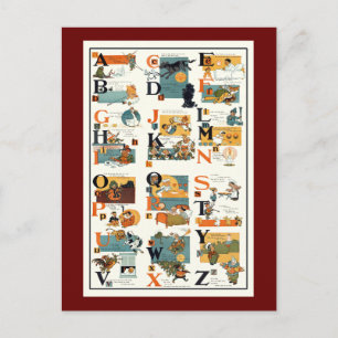 Carte Postale Vintage Alphabet Chart ABC Teaching venin