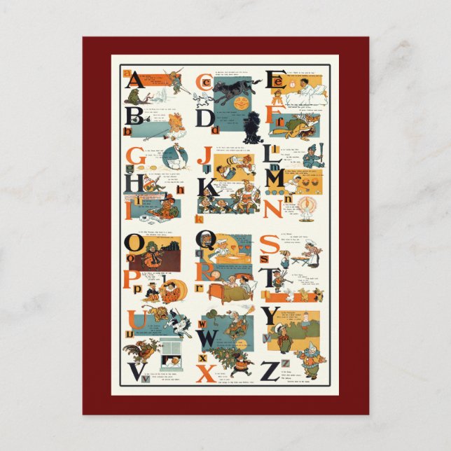 Carte Postale Vintage Alphabet Chart ABC Teaching venin (Devant)