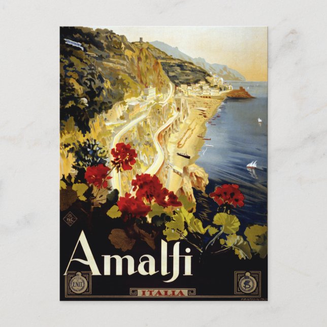 Carte Postale Vintage Amalfi Coast Italia Travel (Devant)