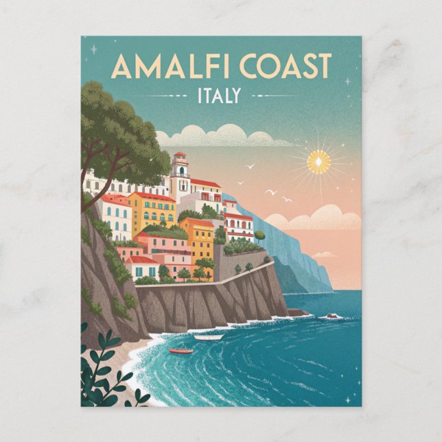 Carte Postale Vintage Amalfi Coast Travel (Devant)