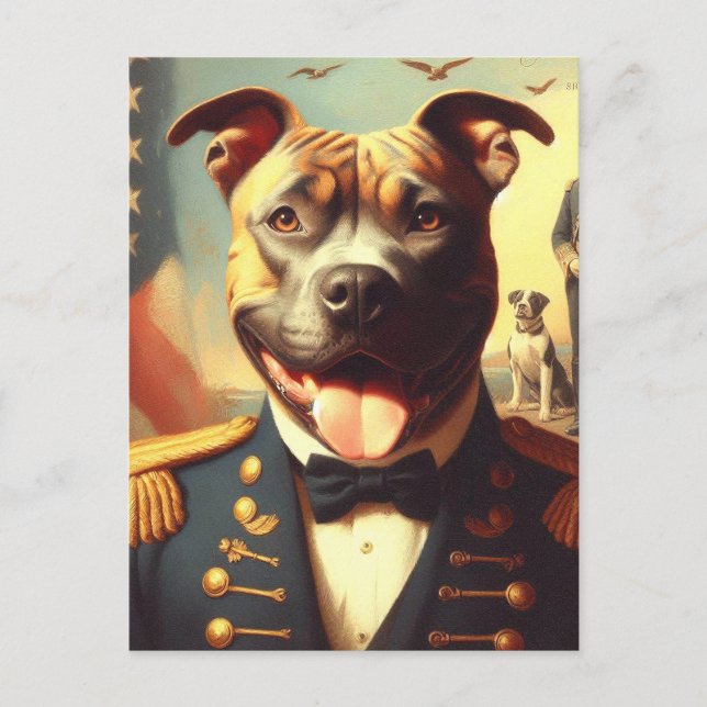 Carte Postale Vintage American Pit Bull Terrier Peinture (Devant)