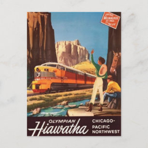 Carte Postale Vintage American Railway, États-Unis -
