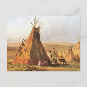 Carte Postale Vintage American West, Teepees on Plain by Bodmer