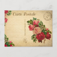 Vintage Amour Romantique Roses Fleurs Florales Fra