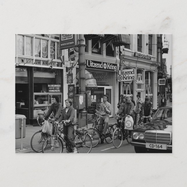 Carte Postale Vintage Amsterdam Holland Bikers (Devant)
