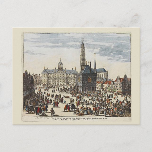 Carte Postale Vintage Amsterdam, Hôtel de ville (Devant)