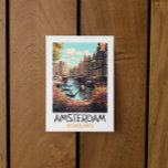 Carte Postale Vintage Amsterdam Pays-Bas Peinture<br><div class="desc">Peinture colorée d'Amsterdam Pays-Bas sur une carte postale qui présente les célèbres canaux de la capitale hollandaise Amsterdam, Hollande et la structure unique du bâtiment. Ce produit fait un souvenir de voyage extraordinaire et une idée cadeau pour chaque touriste et visiteur de la destination de voyage européenne. Faites-le vous-même et...</div>