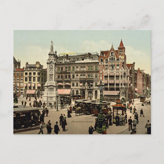 Carte Postale Vintage Amsterdam, photo du paysage urbain, (Devant)
