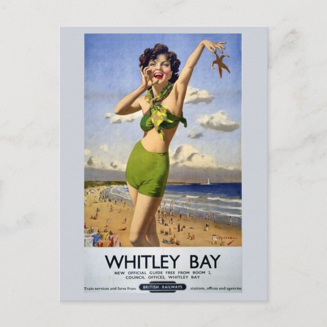 Carte Postale Vintage Angleterre Whitley Bay British Travel (Devant)