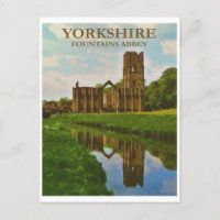 Vintage Angleterre Yorkshire Fontaines Abbey Trave