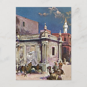 Carte Postale Vintage années 1890 Tripoli Libye Aquarelle peintu