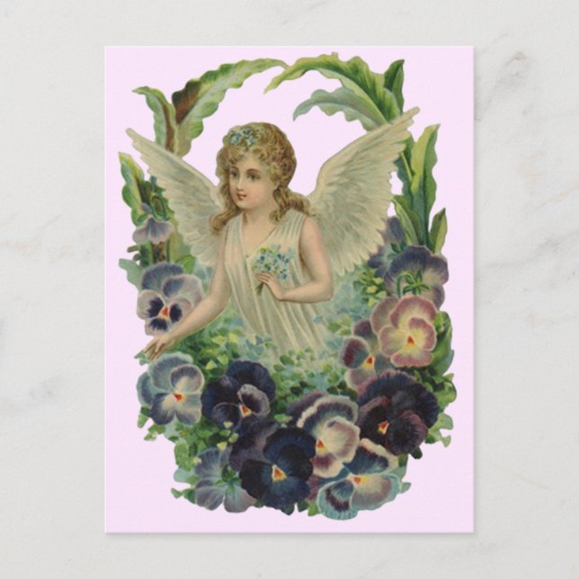 Carte postale vintage Antique Floral Rose doux (Devant)