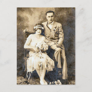 Carte Postale Vintage Antique Romantique Mariée et Groom Photos