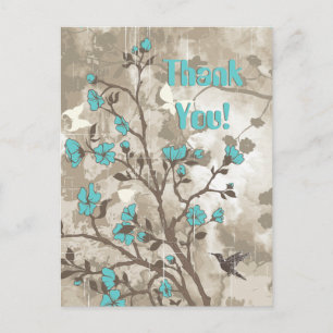 Carte Postale Vintage aqua fleurs grunge floral personnalisé