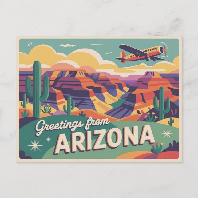 Carte postale vintage Arizona | Salutations en Ari (Devant)