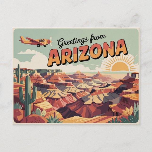 Carte postale vintage Arizona | Salutations en Ari (Devant)